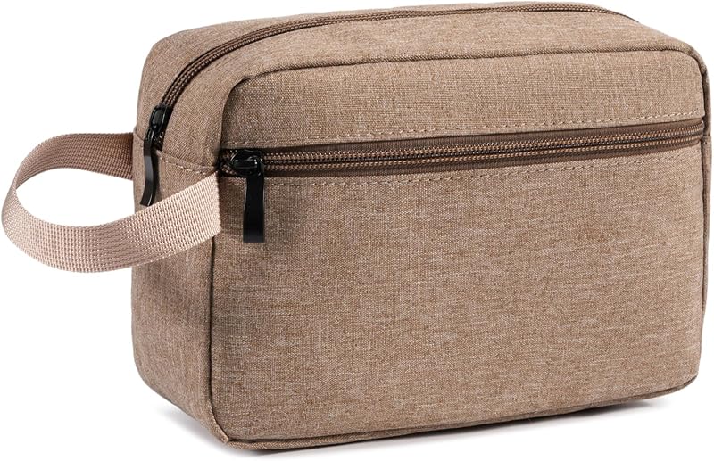 Necessaire de viagem XIRYOHEAUR com gancho, compartimento para cosméticos e zíper, Camel