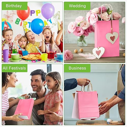Miniatura 6 de SIMPLECOOL 25 bolsas de regalo de papel pequeñas con asas de 5.9 x 3.1 x 8.3 pulgadas, bolsas de regalo a granel para fiestas, cumpleaños, bodas,