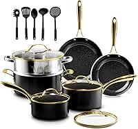 Gotham Steel Conjunto de panelas e frigideiras de cerâmica antiaderentes, conjunto de panelas de cozinha, conjunto de panelas e frigideiras, conjunto de panelas de cerâmica, conjunto de panelas não
