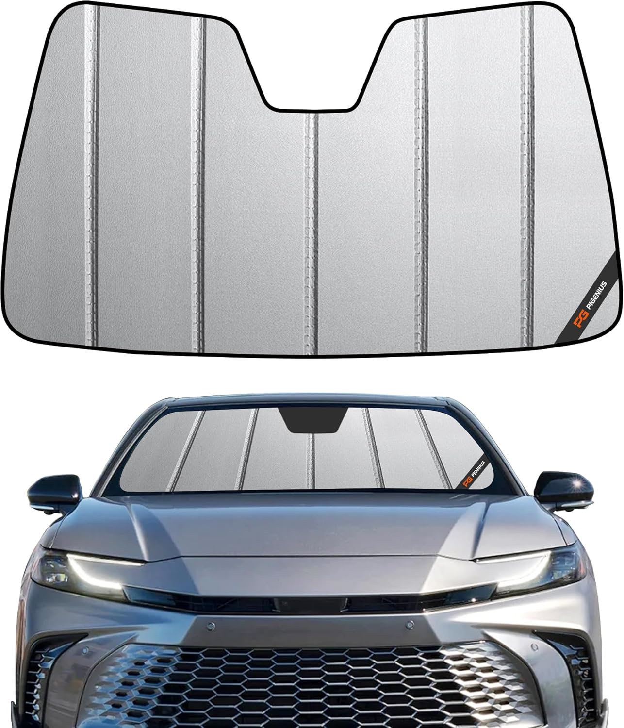 Pigenius Windshield Sun Shade for Toyota Camry 2025-2026, Premium Grey Leather Finish