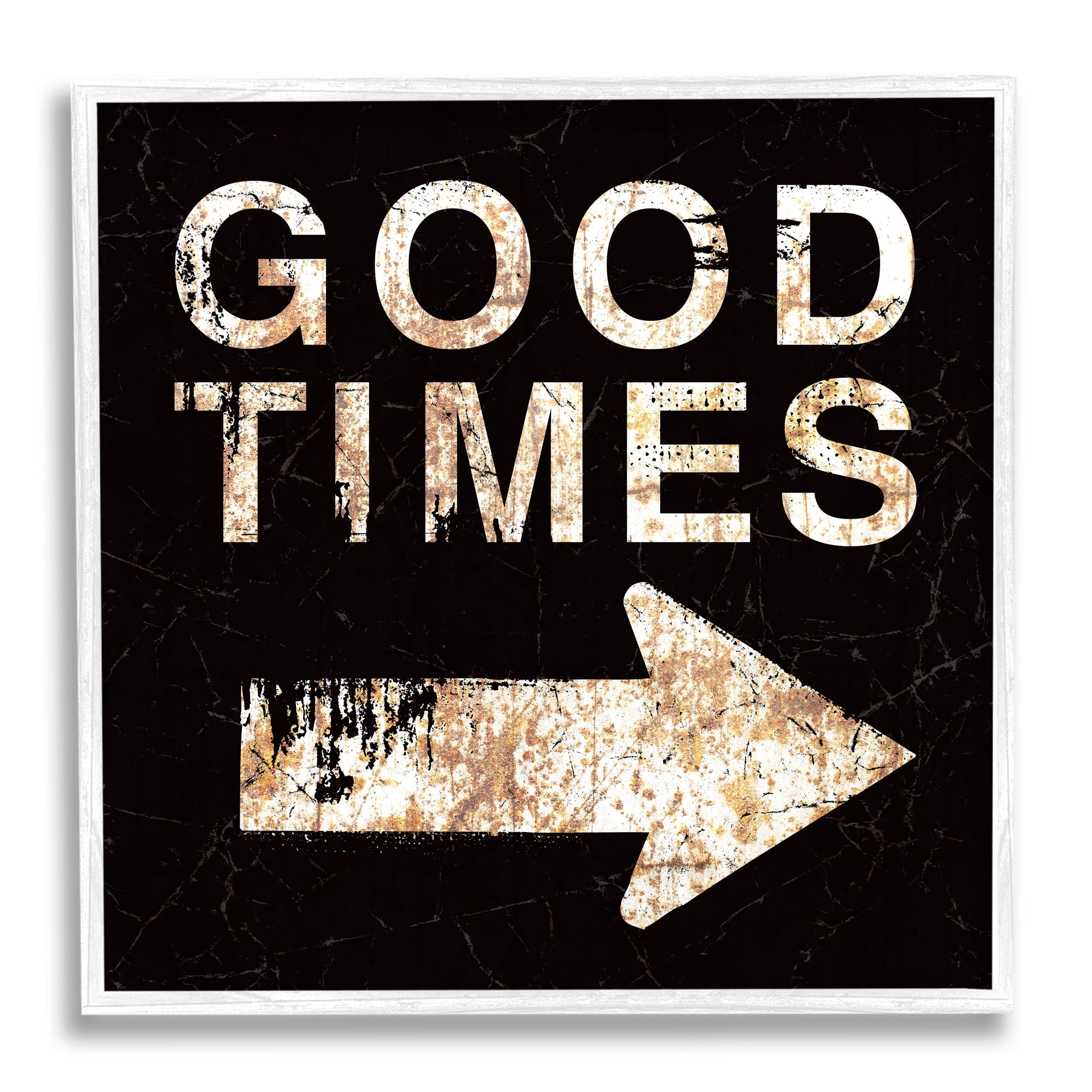 Stupell Industries Good Times Arrow Pointing Right White Framed Giclee Art Design by Peter Horjus