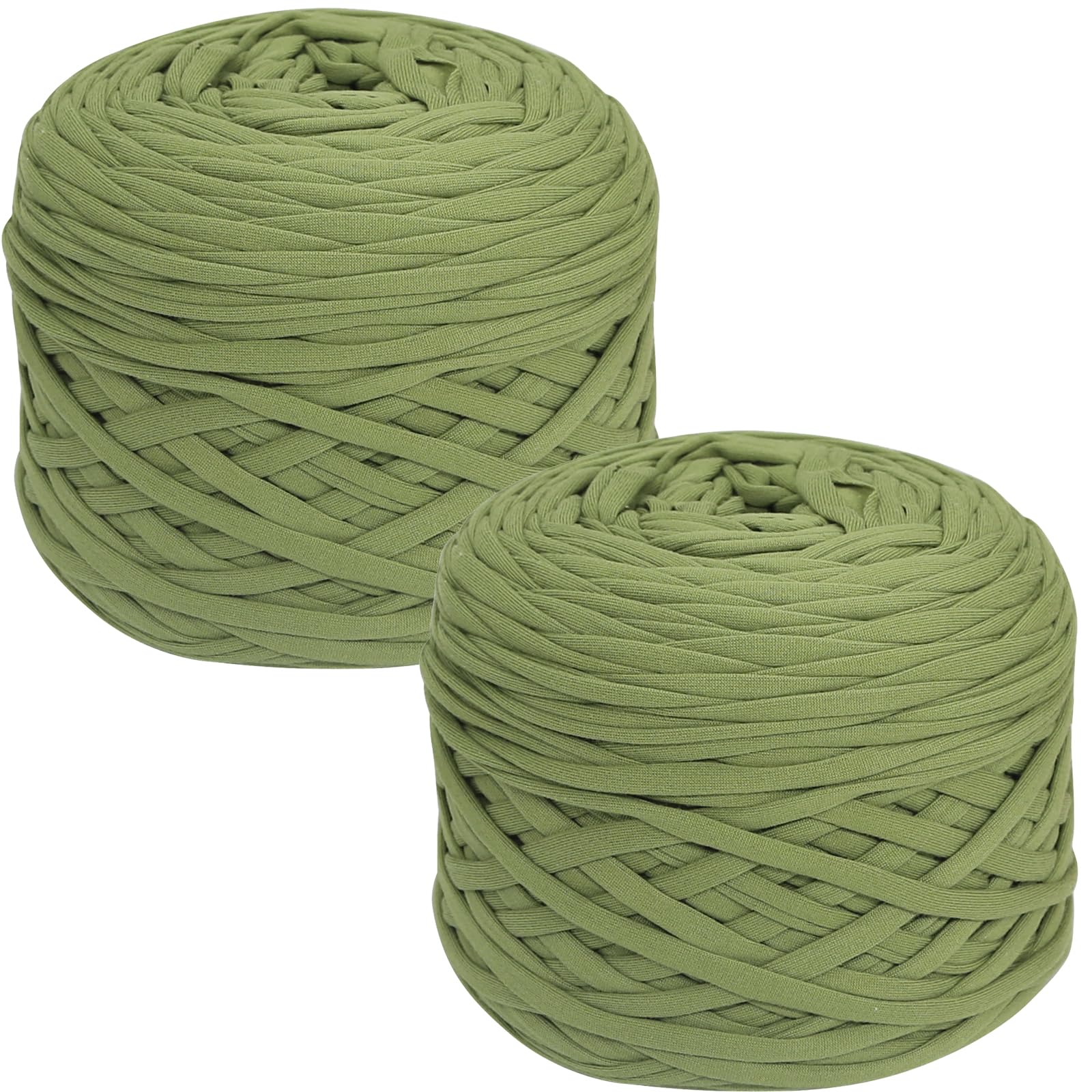 SIMEIQI 2 PCS 800g T-Shirt Yarn Elastic Fabric Crochet for DIY Knitting, 130 Yards Spaghetti Thick Knitting Yarn for Hand DIY Bag Basket Cushion Crocheting Projects,Home Decor (Avocado)