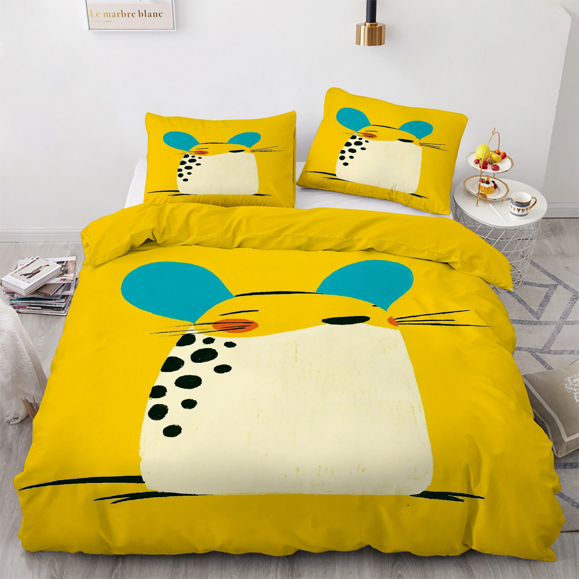 Housse de couette 200x200 souris jaune pour illuminer une chambre d'ado ou d'amis
