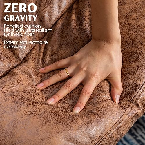 Miniatura 7 de RIVOVA - Mecedora decorativa de mediados de siglo moderna silla mecedora de guardería con respaldo ajustable asiento acolchado de piel sintética