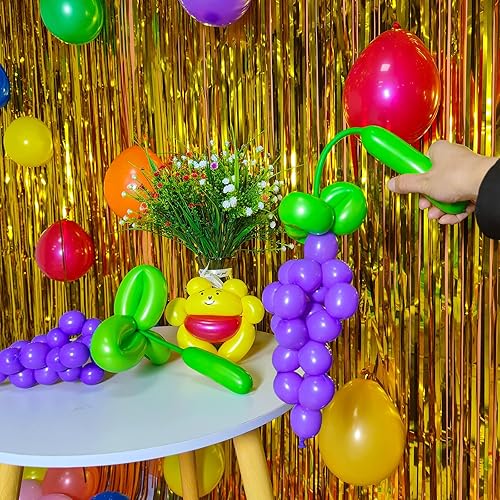 Miniatura 162 de Paquete de 260 globos largos, 100 globos negros de animales torcidos, globos mágicos largos de látex grueso para modelos de animales, Halloween