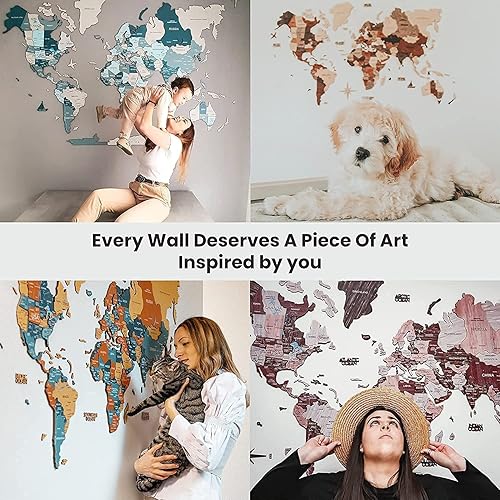 Miniatura 6 de Enjoy The Wood Arte de pared con mapa del mundo 2D, decoración de sala de estar, regalo de inauguración de la casa para el hogar, mapa de pared de