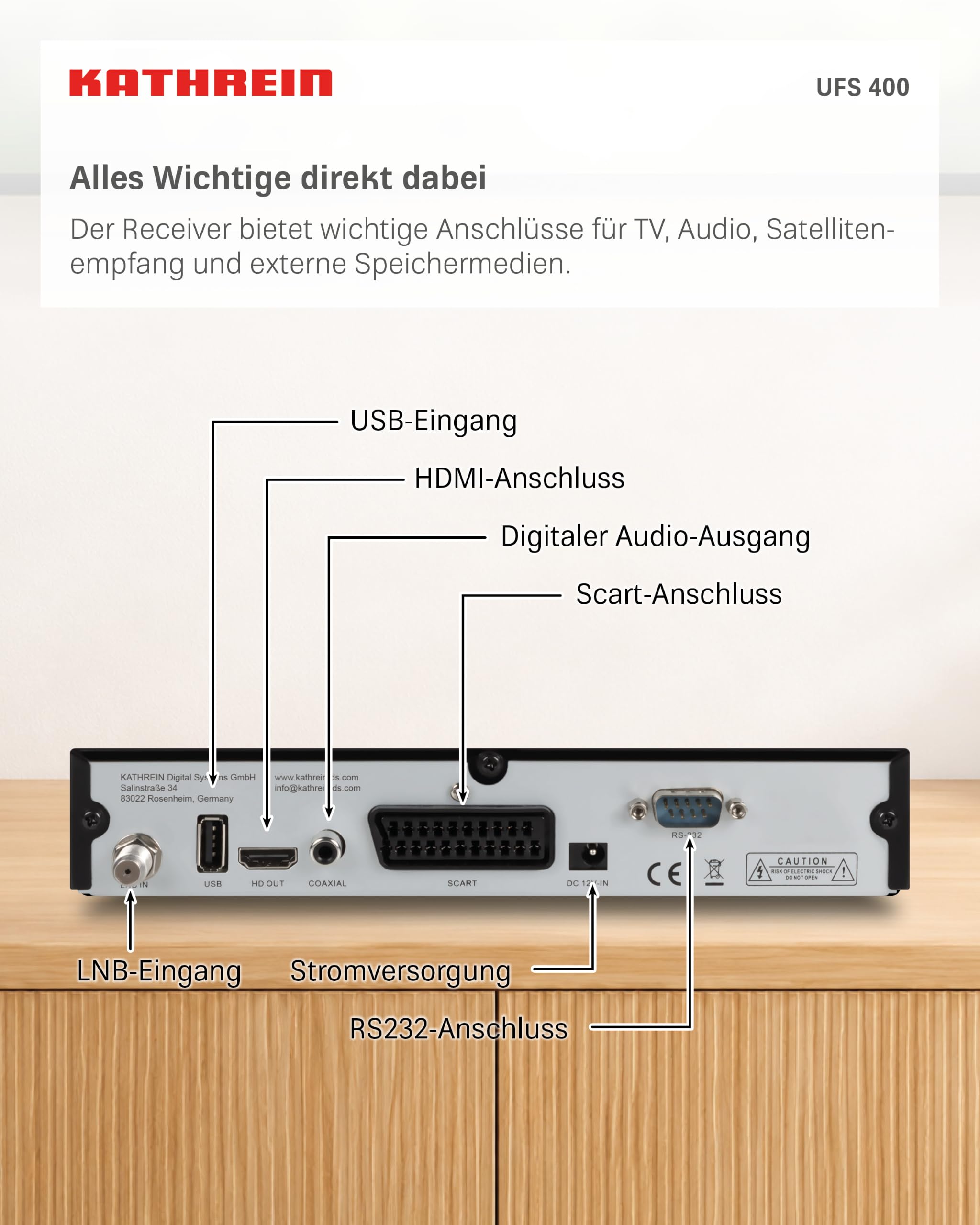KATHREIN UFS 400 – HD Sat-Receiver, PVR, HDMI, SCART – Schwarz