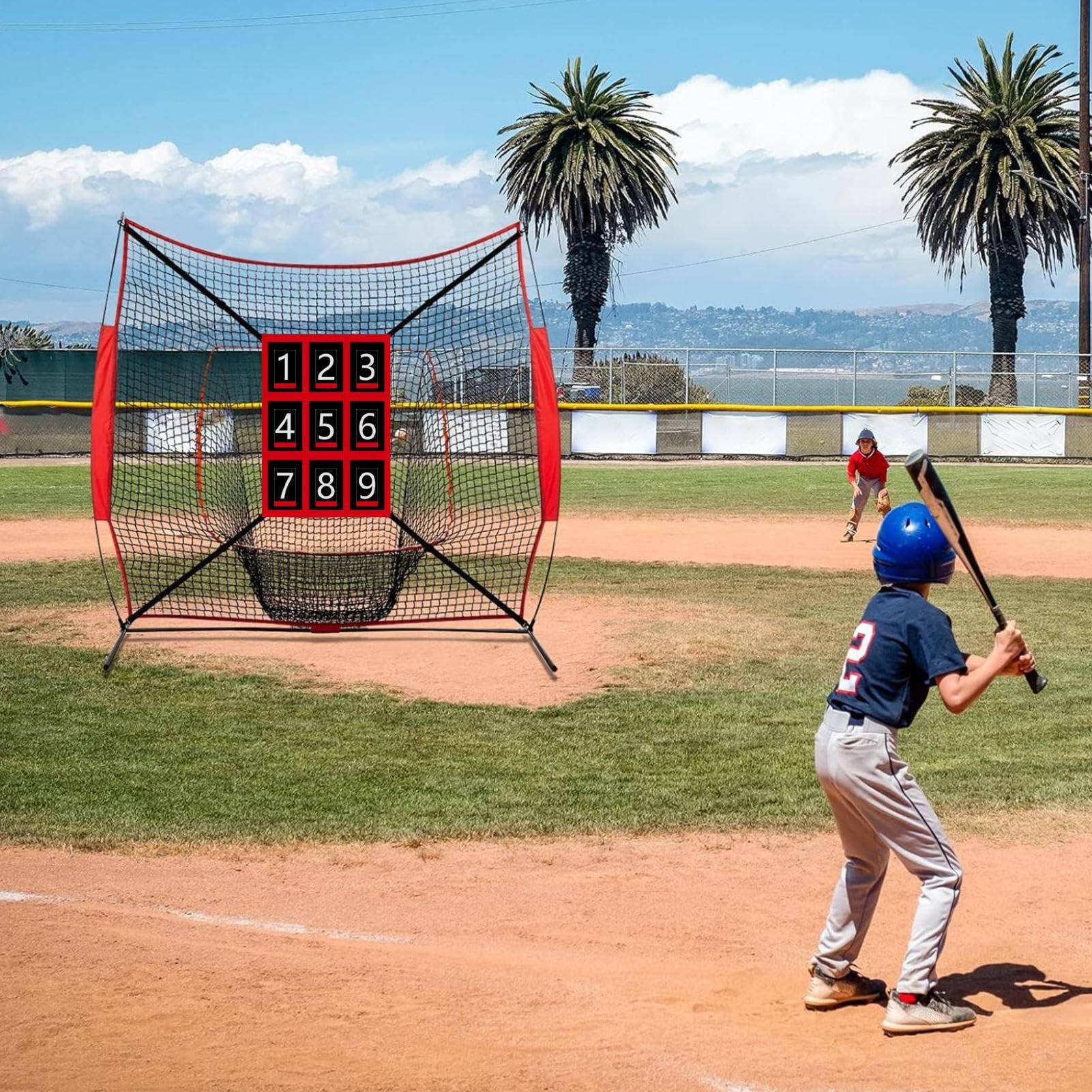 Rete da lancio con zona di colpo, bersaglio per allenamento rapido, 60 x 40 cm, design di costruzione e portabilità, per battuta da baseball e softball, per allenamento di precisione, archiviato