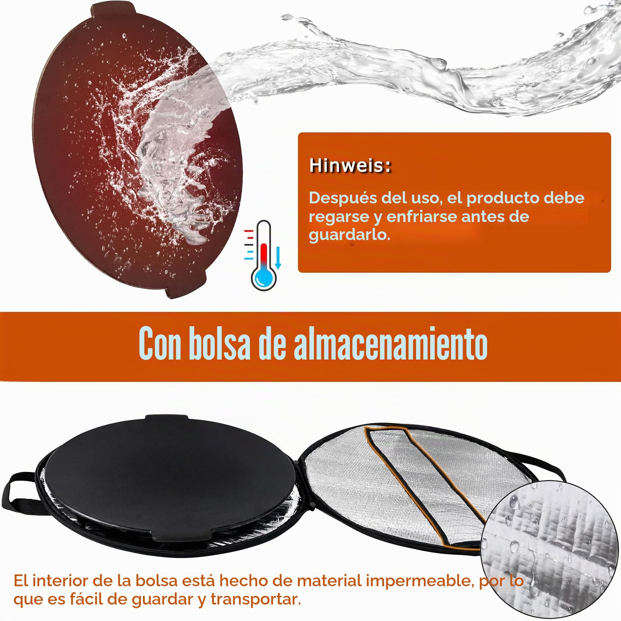 UISEBRT Sartén de hierro fundido para parrilla Ø 45 cm, parrilla redonda de 3 patas, preparada para una cocción perfecta, soporte para horno holandés, incluye bolsa de protección
