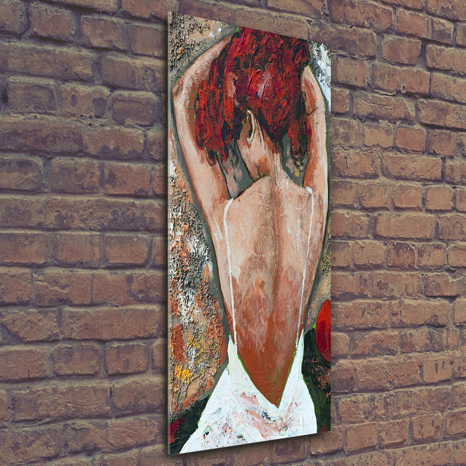 Tulup - Cuadro de Cristal Acrílico - 50x125cm - Impresion en Vidrio Plexiglás - Pintura Acrílica Póster - Cuadro Listo para Colgar - Decoración Sala Cocina - Arte: Moderno Y Clásico - Rojo - Mujer