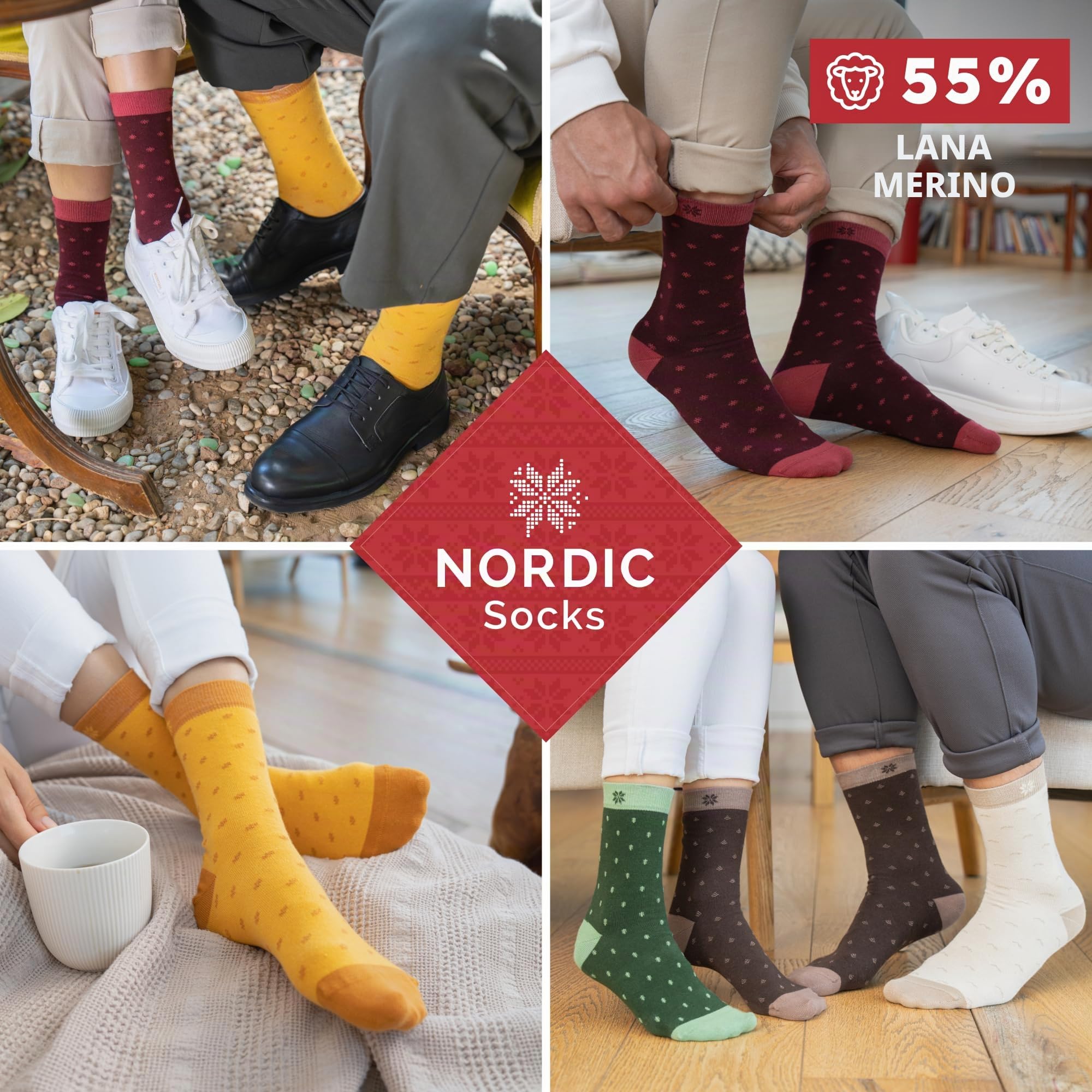 NORDIC Socks Calze Dress Standard Lana Merino 5 paia | Vestibilità Perfetta, Anti-Vesciche, Lana Merino Sottile