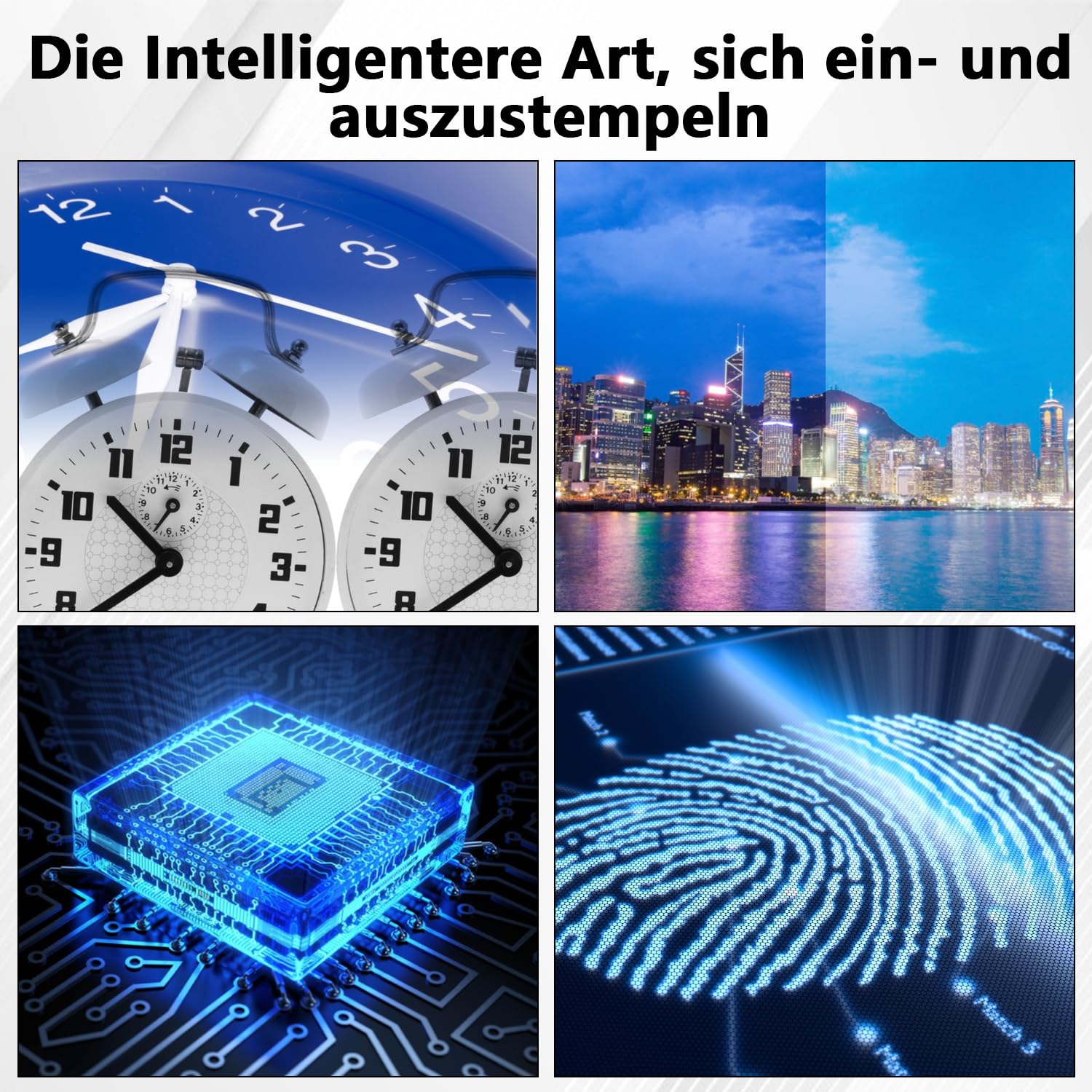 Sistema di rilevamento del tempo per piccole imprese, dispositivo di rilevamento del tempo 3-in-1 con impronta digitale, password e lettore di carte, capacità impronte digitali 1000, sistema di