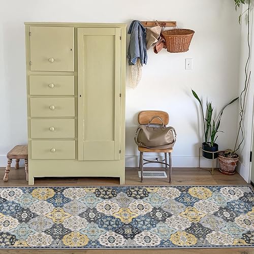 Miniatura 2 de Alfombra de pasillo lavable antideslizante de 2'6x8' para pasillos, alfombra de pasillo vintage envejecida con parte trasera de goma para entrada,