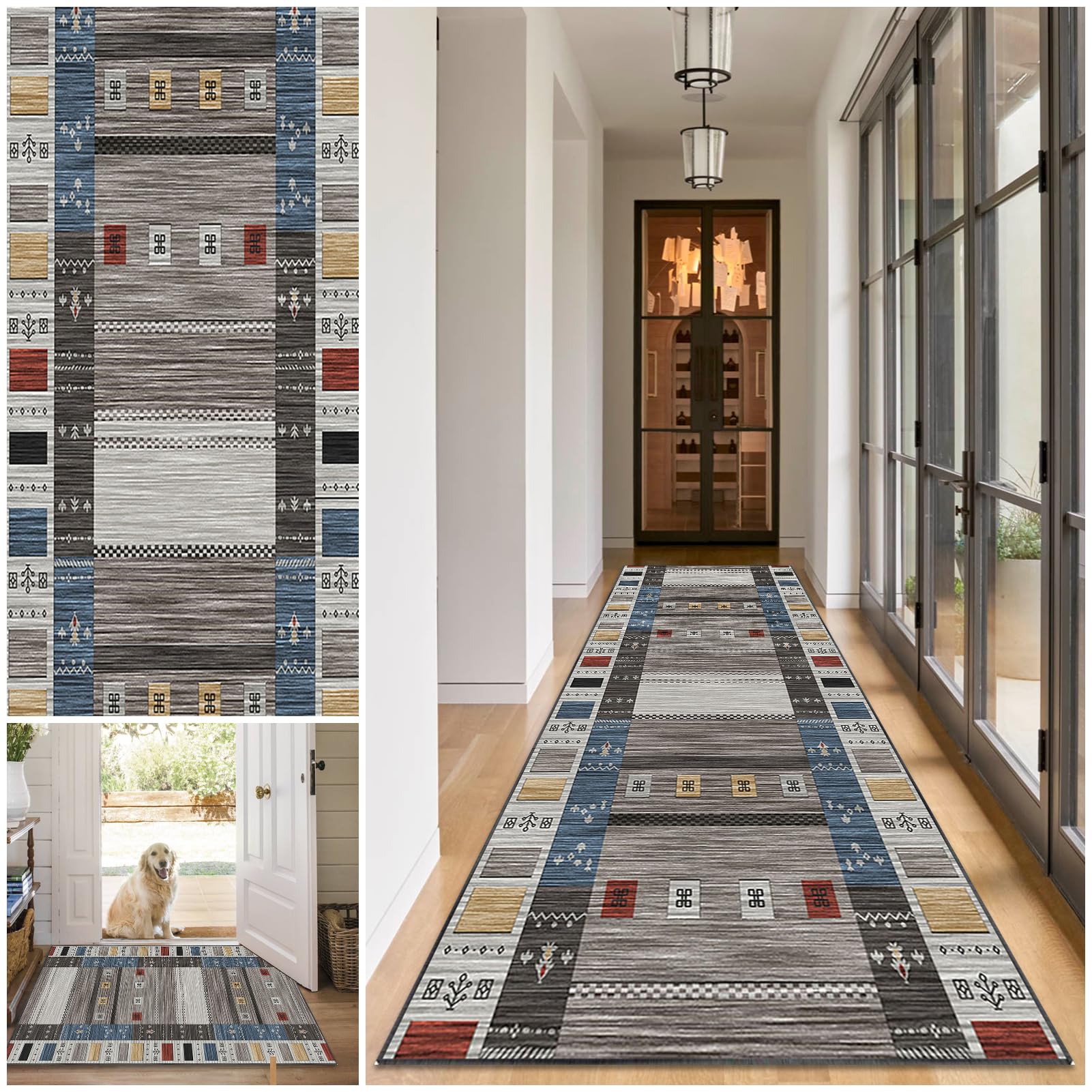 Runner Rugs for Hallway Washable Kitchen Rugs 40 x 120 cm Hall Runners Non Slip Long Kitchen Runner Rug Absorbent Floor Carpet Area Rug Door Mats Carpet Runner for Hallway Entryway Laundry Room