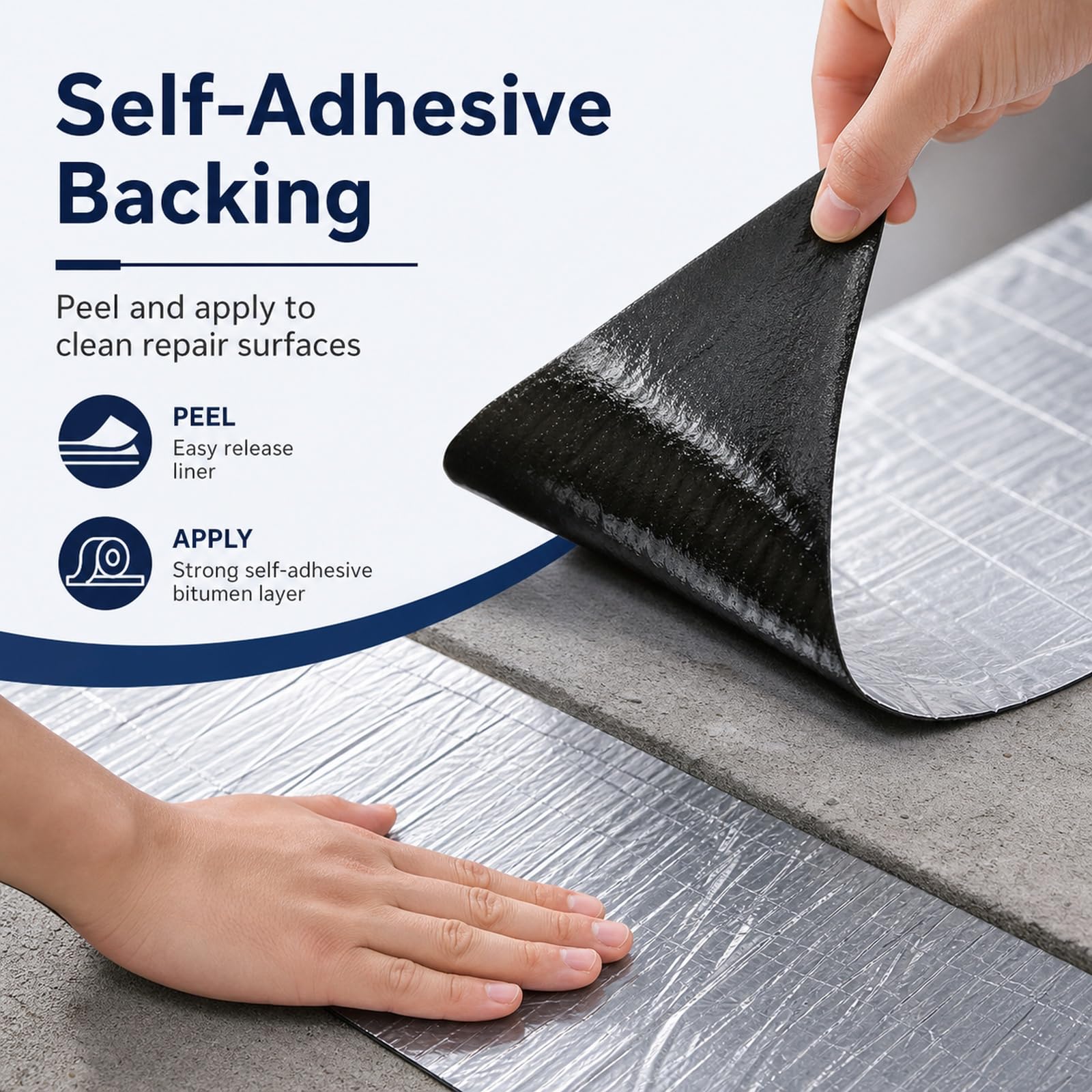 Tela Asfáltica Autoadhesiva Tejado,Cinta de Aluminio Impermeable,Rollo Bituminoso Reparación Adhesiva,Tejas Bituminosas Autoadhesivas,Extra Adhesión,para Reparación de Tuberías