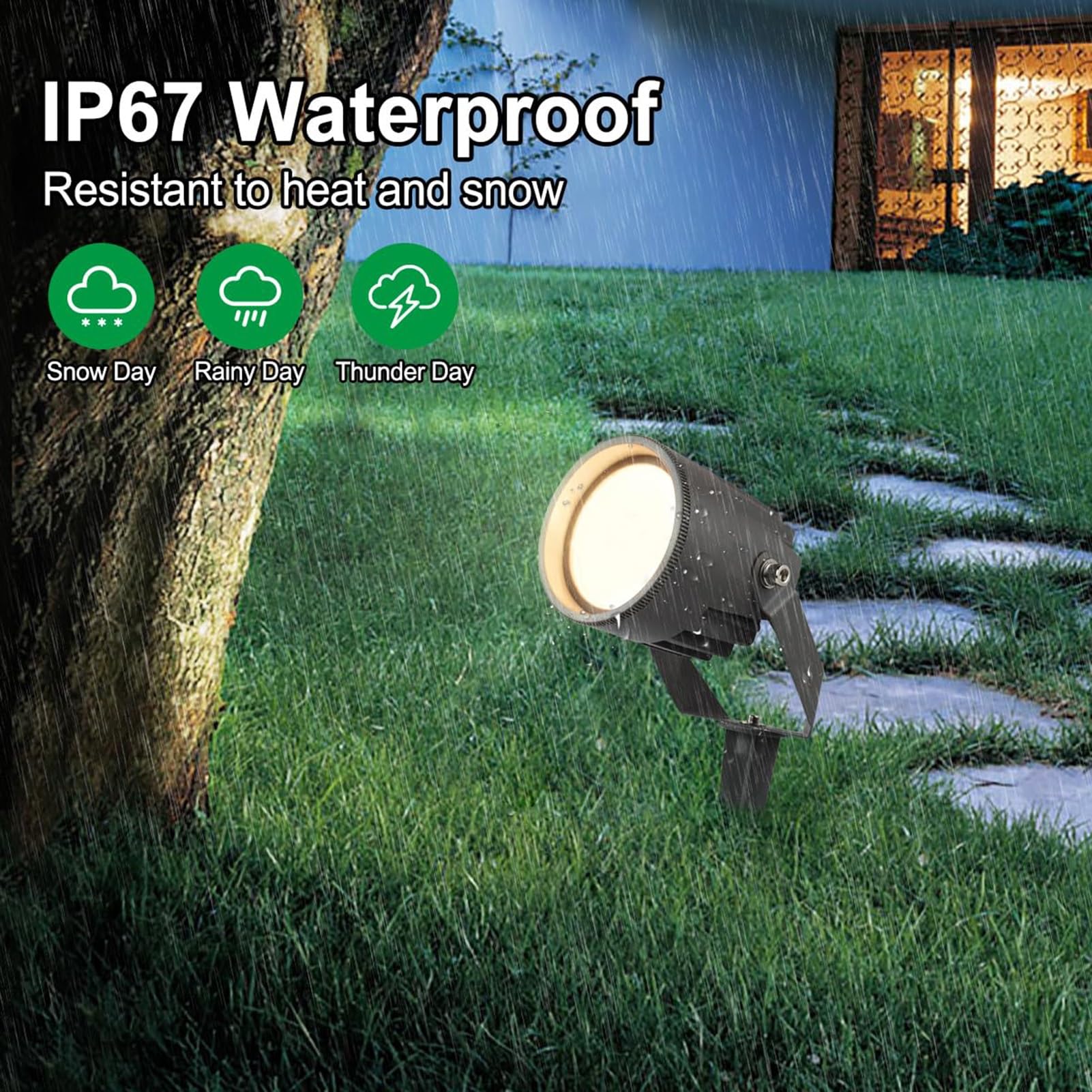 Reflektor zewnętrzny - oświetlenie dekoracyjne LED, reflektor 220 V, IP67, wodoodporna willa ogrodowa, krajobraz, drzewo, reflektory obrotowe (białe światło, 15 W)