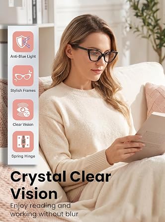 EYEURL Cat Eye Reading Glasses for Women Blue Light Blocking Readers