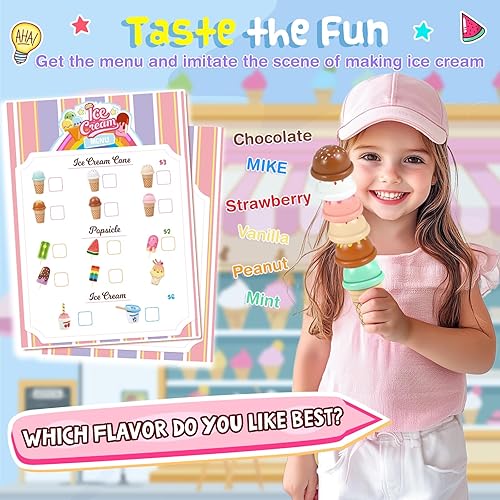 Miniatura 6 de Juguete de helado, juguetes de helado de madera para niños pequeños, juguetes de cocina de simulación, juguetes de comida de cocina, juego de tienda