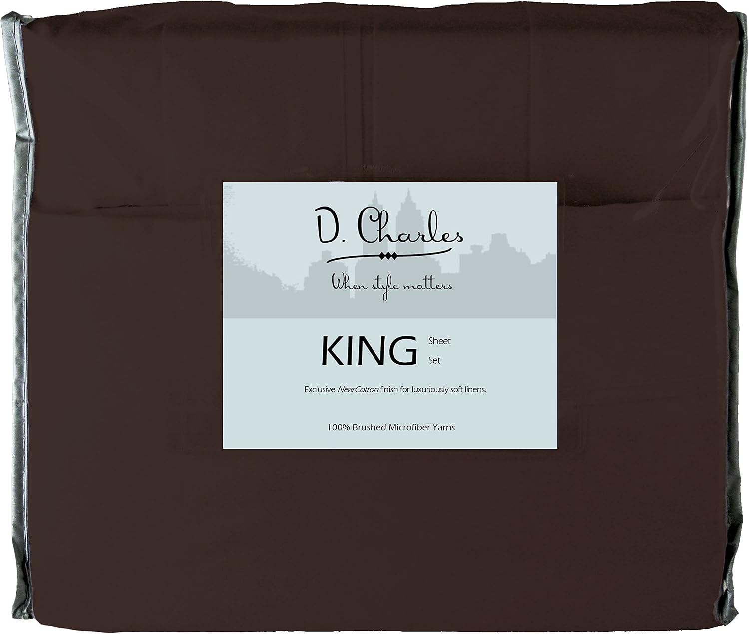 D. Charles Luxury Microfiber Sheets with Near Cotton Finish and 2 Extra Bonus Pillowcases (Dark Chocolate, King)