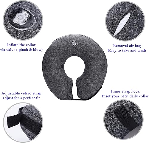 Miniatura 3 de Katoggy - Collar inflable con forma de cono para perros pequeños, medianos y grandes y gatos, collar suave ajustable con forma de dona para