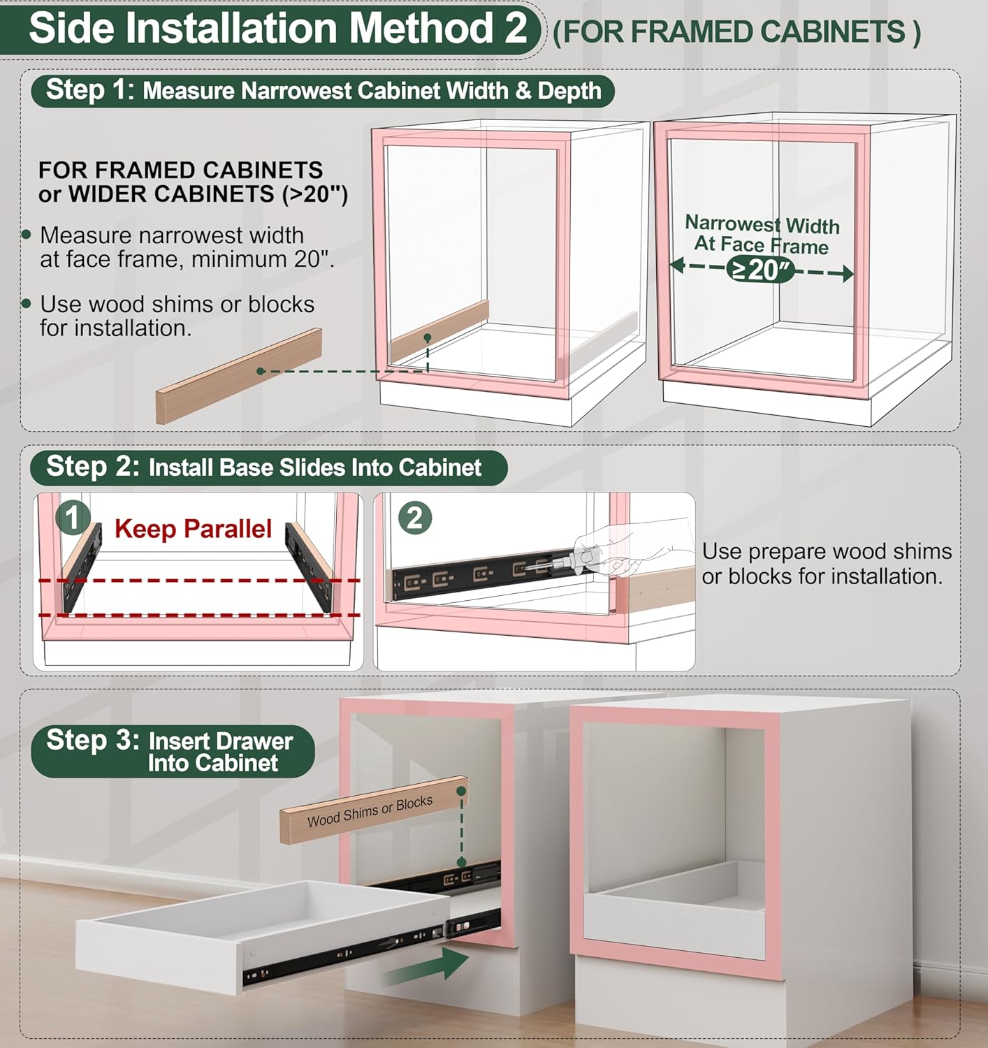 MyLifeUNIT Pull Out Cabinet Drawer Organizer, 20" W x 21" D Wood Pull Out Drawers for Kitchen Cabinet, Pantry Slide Out Drawer Organizers and Storage Shelves