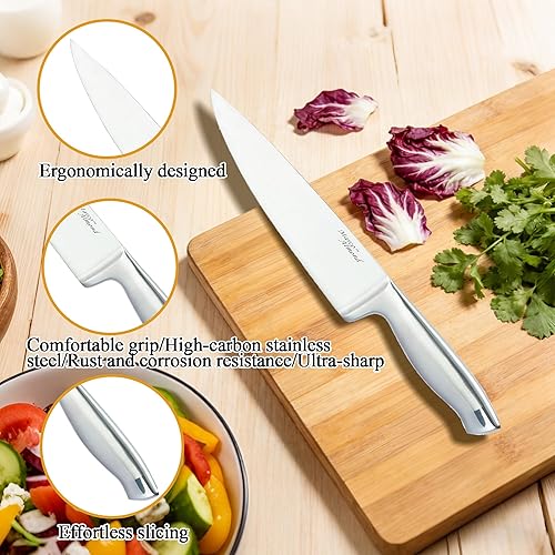 Miniatura 4 de Marco Almond® Juego de bloque de cuchillos, set de cuchillos KYA26 con bloque, juego de 14 piezas de cuchillos de chef de acero inoxidable con