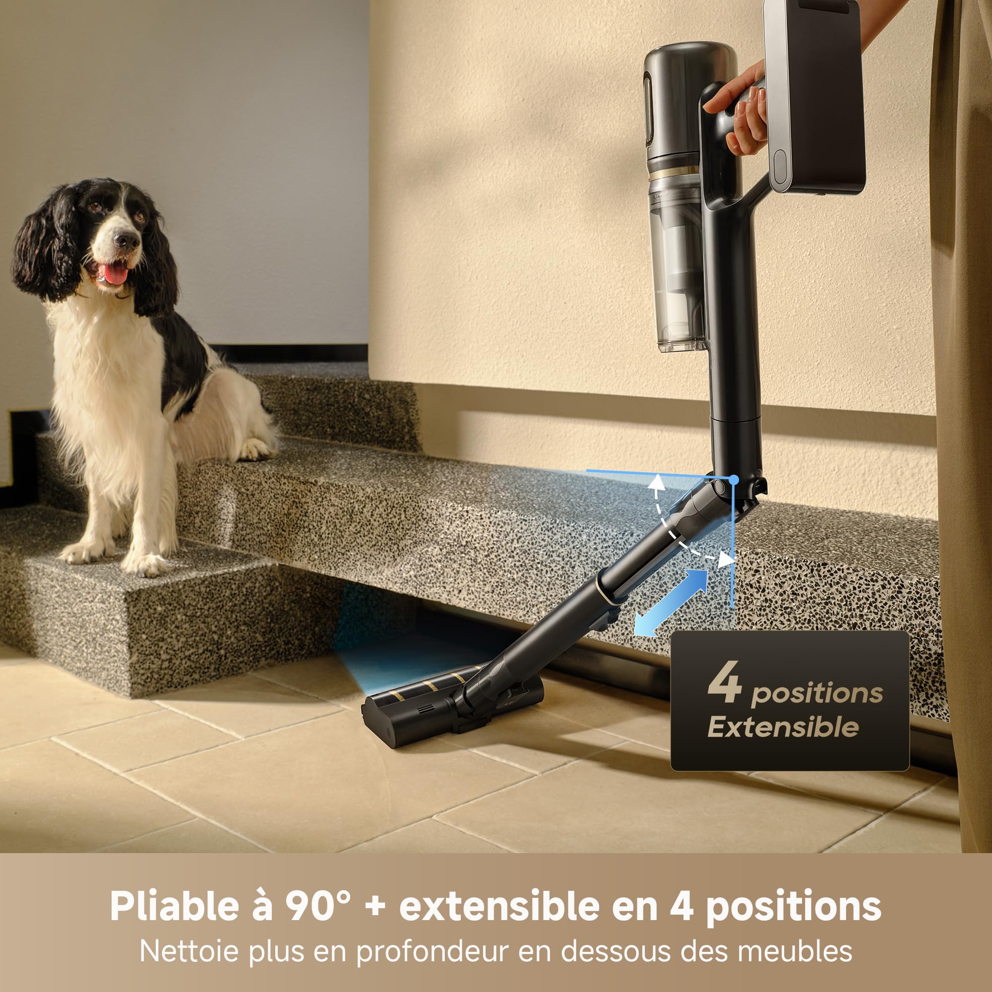 dreame V20 Pro-A Aspirateur Balais sans Fil, Nettoyage des Bords à 0 mm, des Sols Durs, des Tapis et des Poils, sans Nœuds, 24 000PA / 210 AW, Autonomie de 90 Min, Filtration à 99,99%
