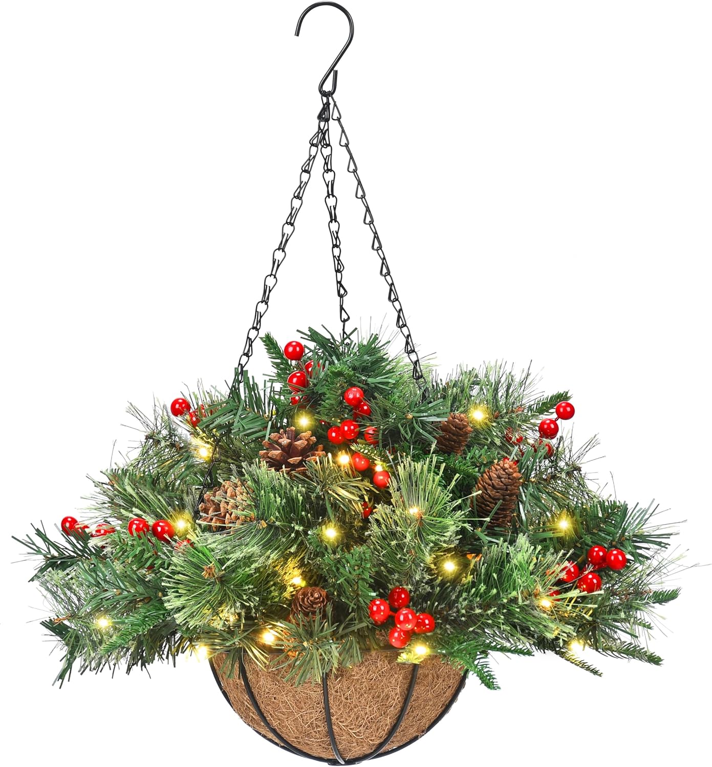 Artificial Christmas Hanging Basket, Hanging Decor with