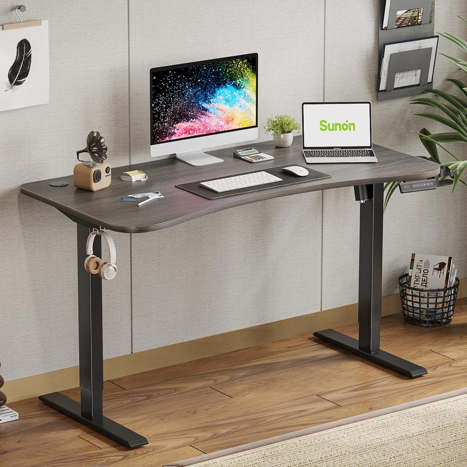 Sunon 昇降デスク 電動 スタンディングデスク 幅140cm Amazon | Sunon 電動昇降デスク 幅140cm 奥行70cm 一枚板 カーブ型