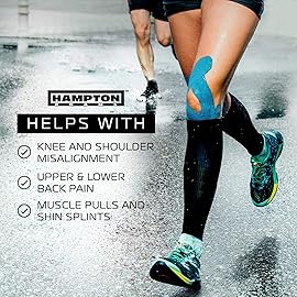 Hampton Adams | As Seen on Shark Tank | Elastic Kinesiology Tape (Bulk Roll) | 135ft Uncut | Supports & Protects Muscle Wrist Knee Shoulder Back Plantar Fasciitis | Waterproof Hypoallergenic (Blue)
