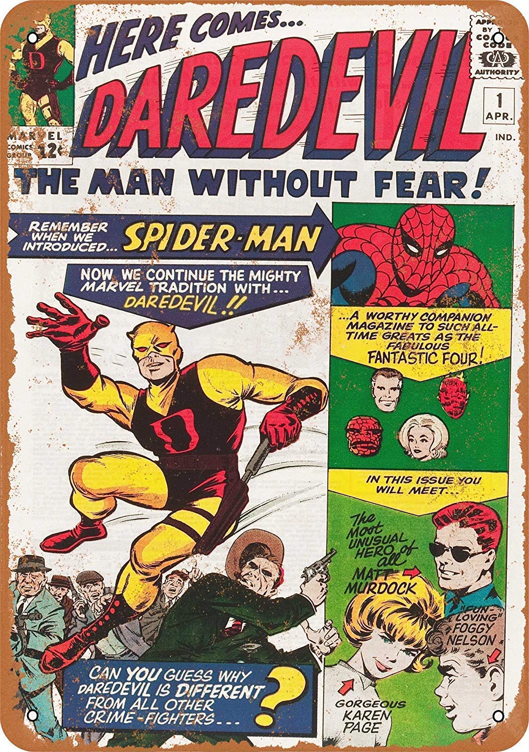 DAREDEVIL ver. 新品未開封　15枚 Amazon.com: Kexle 8 x 12 Metal Sign - Vintage Look 1964