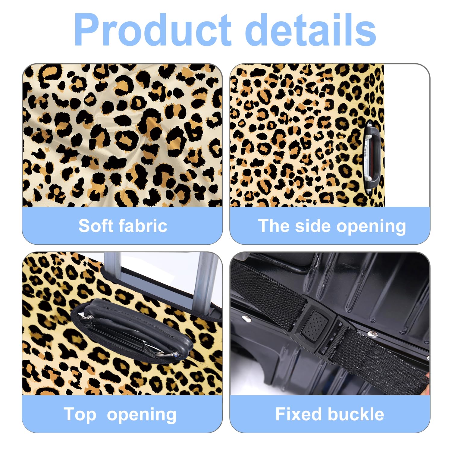 CRYSLOVE Kofferhülle Schutz,Elastische Waschbare Kofferschutzhülle Passend für 18-32 Zoll,Staubdicht Kratzfest Kofferüberzug für Reisen (Leopard Muster, L (28-30 Zoll))