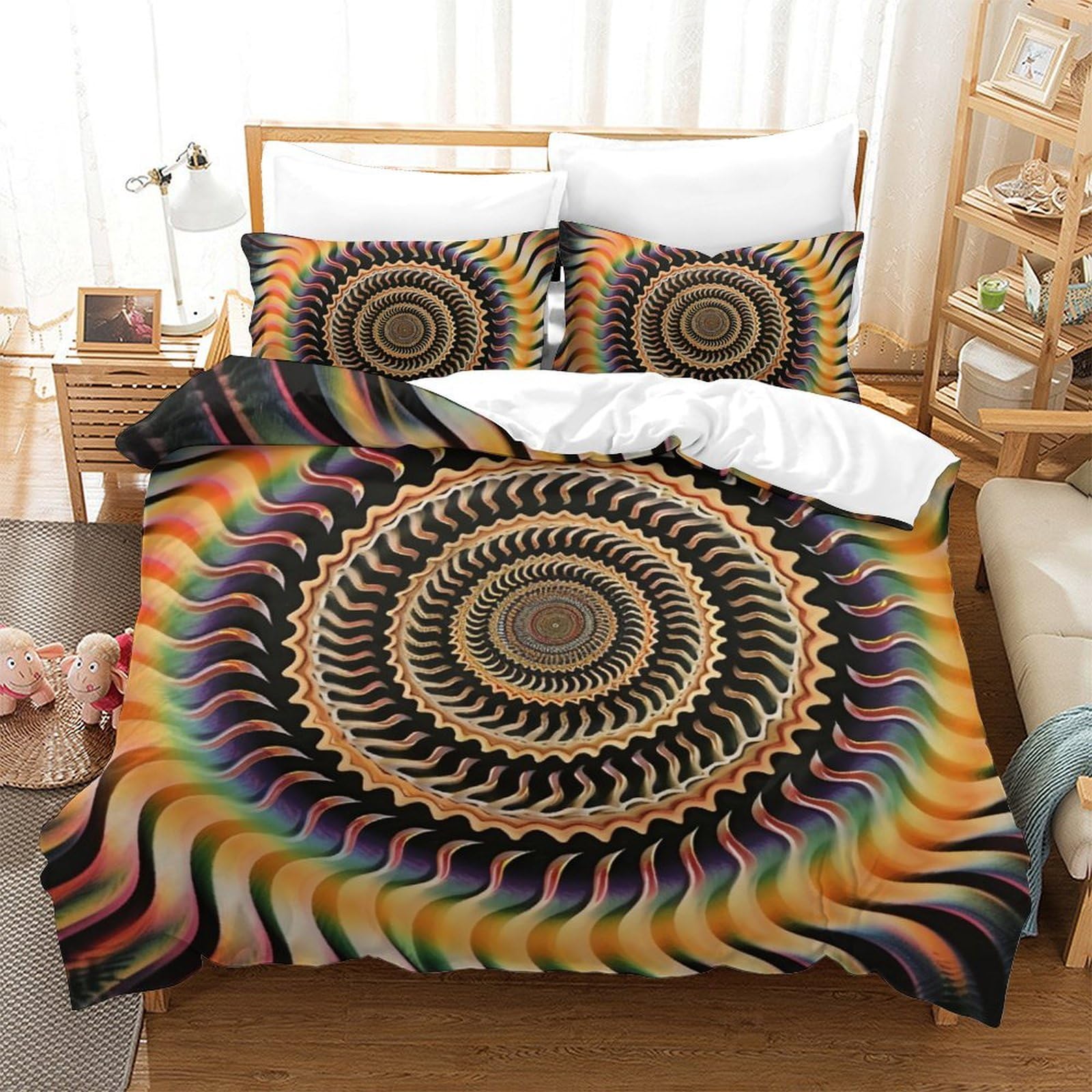 Parure de lit luxe 3D motif spirale en microfibre supérieure