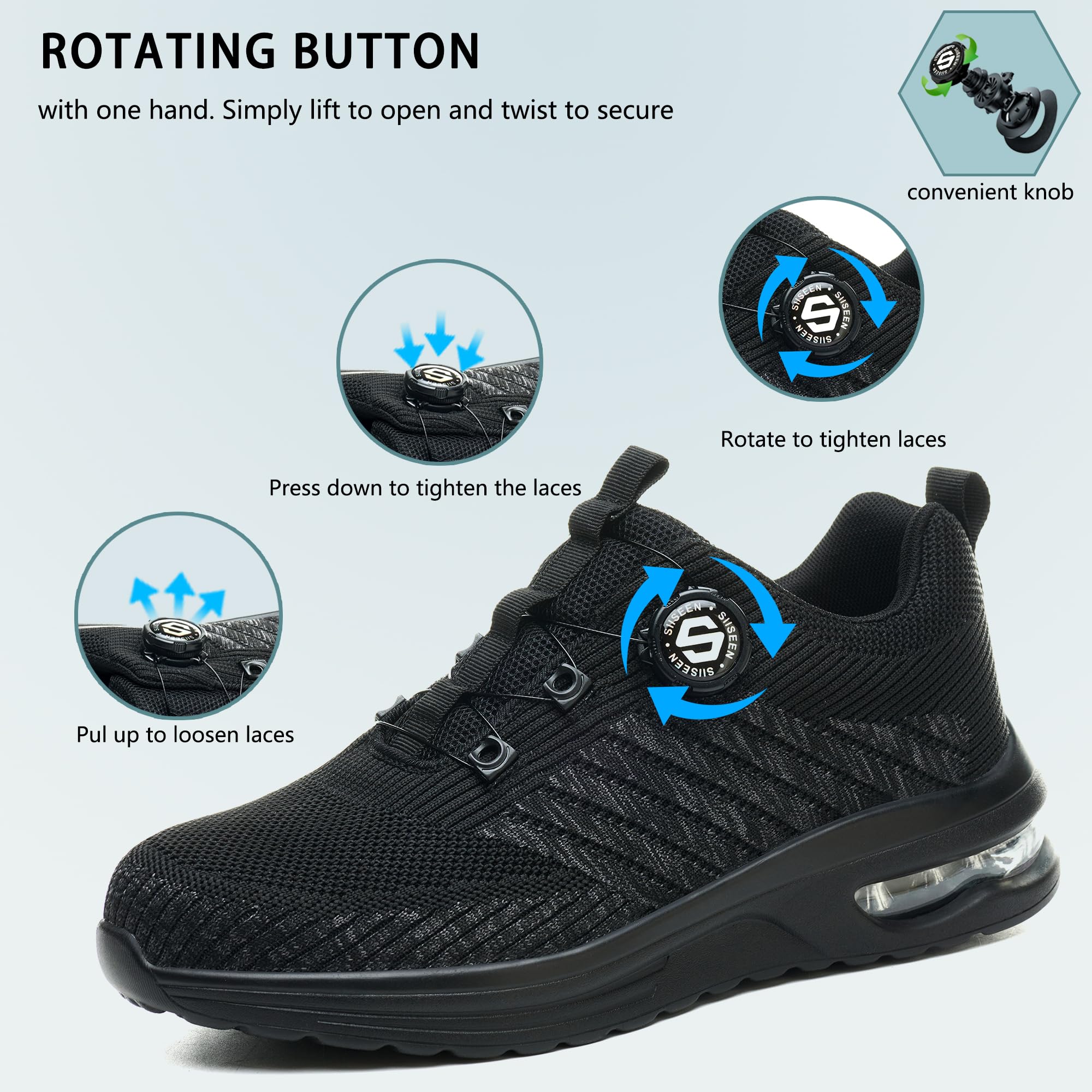 Zapatos de Seguridad Punta de Acero Transpirable Antideslizante para Hombre Mujer