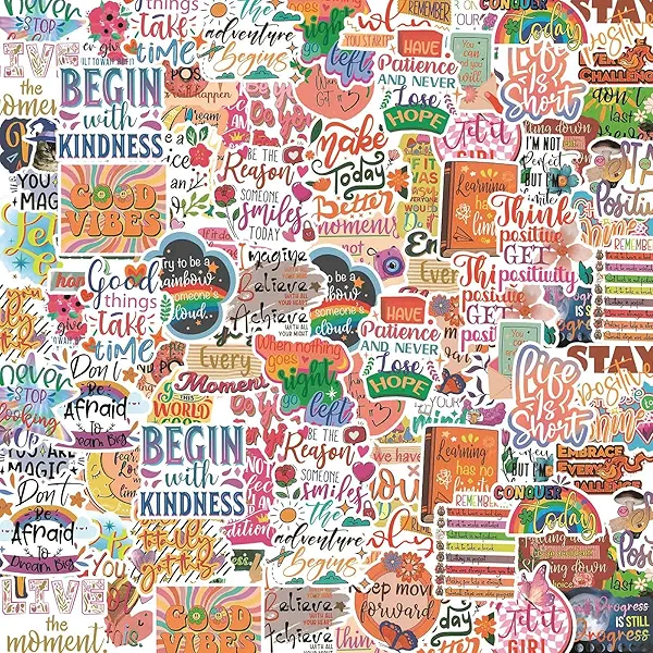 100PCS Motivational Stickers, Inspirational Words Sticker for Adults Teens, Vision Board Positive Affirmation Sticker, Water Bottle Laptop Journaling Reward Stickers for Teachers Students