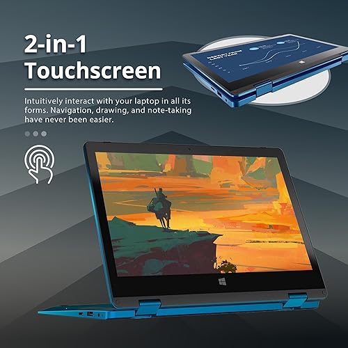 Miniatura 3 de Gateway Laptop convertible para estudiantes, pantalla táctil HD 2 en 1 de 11.6", Intel Celeron N4020, 4 GB de RAM, 64 GB SSD, cámara web de 1 MP,