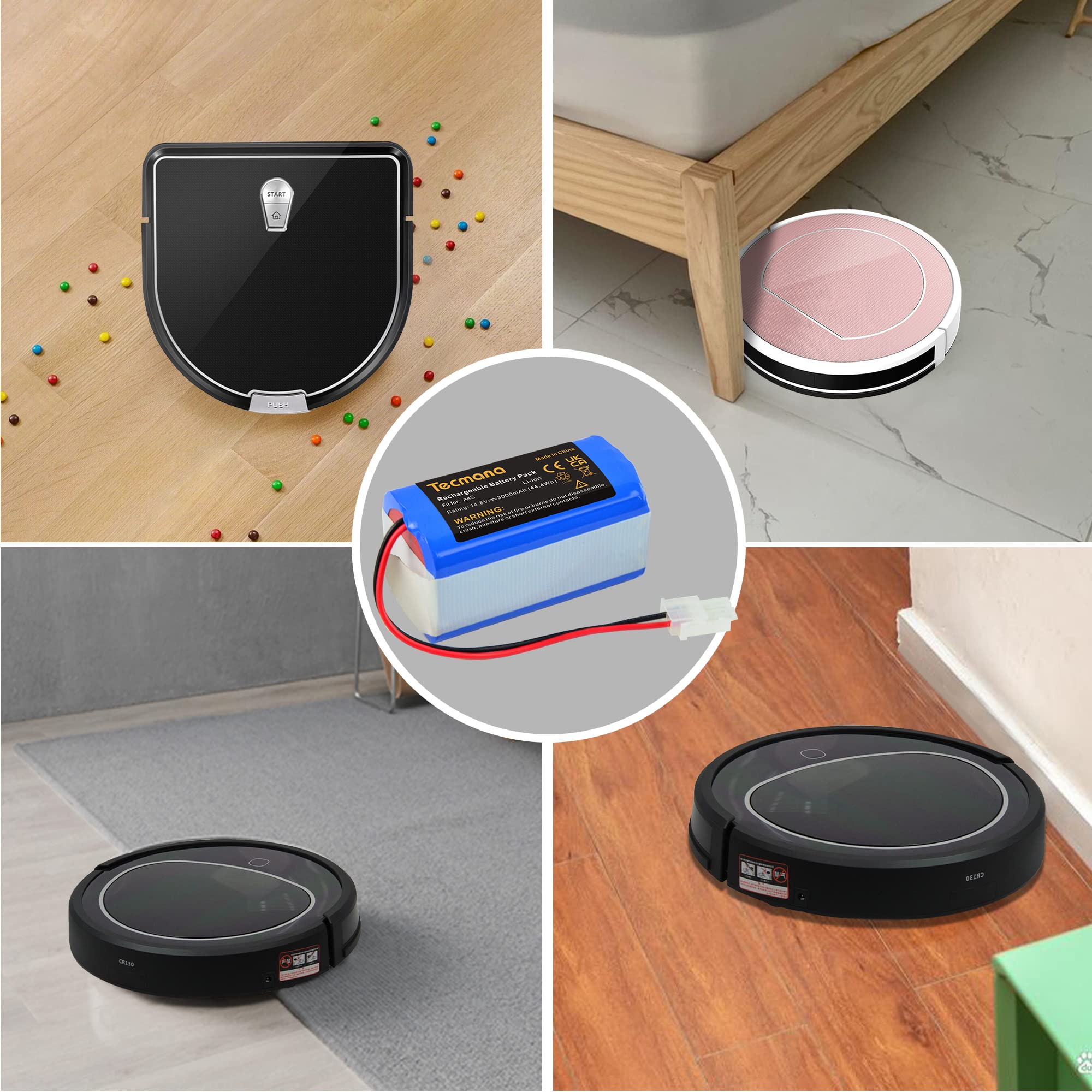 EXTENSILO batteria compatibile con Zaco A4, A6, A8, A9, A8s, A9s home cleaner (3400mAh, 14,8V, Li-Ion