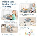KOTEK 16 en 1 Chaise haute convertible, Chaise haute bébé & Centre d'activités avec jouets, siège booster, table de bâtiment, chaise pour tout-petit avec 5-Point Harnais, trait amovible & Coussin (bleu)