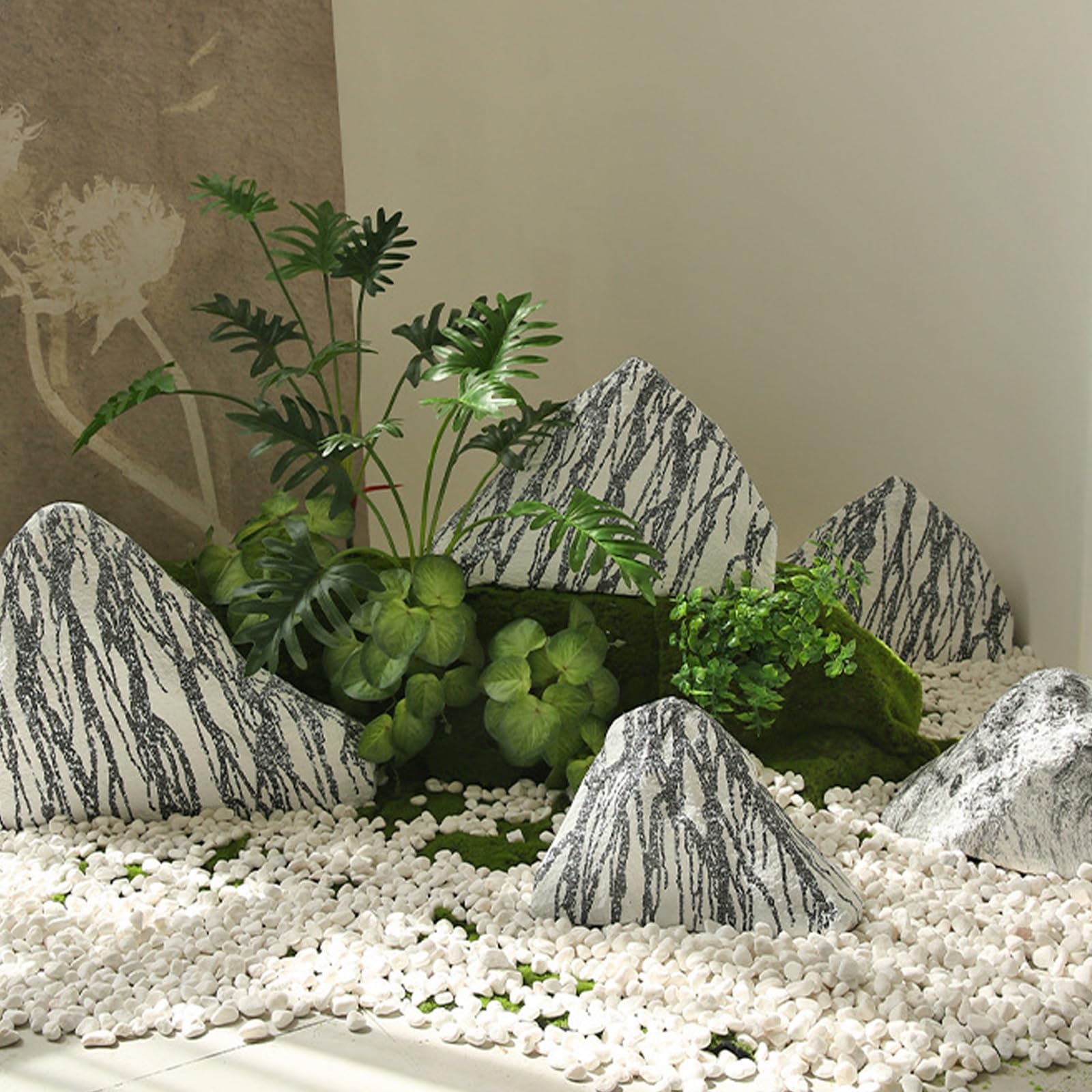 Versatili Pietre Decorative per Il Giardino, in Fibra di Vetro, dalla Texture Naturale e realistica, per Il Paesaggio e l'arredamento della casa.(47 * 30 * 14cm/18.5 * 11.8 * 5.5in)