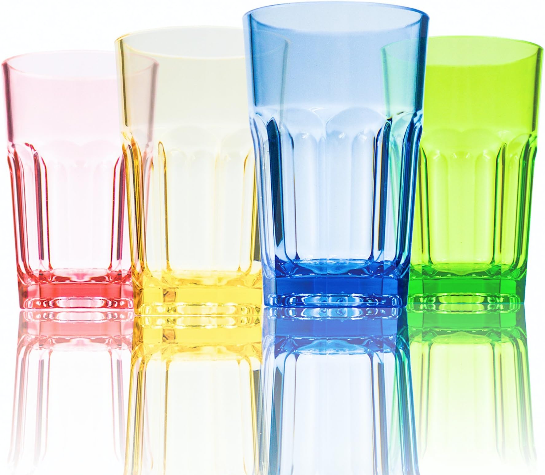Urmelody Break-Resistant Recycled Plastic Acrylic Drinking Water Cup / Tumbler / Glasses - Unbreakable Tritan Drinkware - Shatterproof Wine Glasses - Set of 4 in 4 Assorted Colors, Différents Coloris, 4er-Set