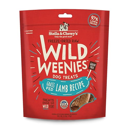 Stella & Chewy’s Freeze-Dried Raw Wild Weenies Dog Treats – All-Natural, Protein Rich, Grain Free Dog & Puppy Treat – Great for Training & Rewarding – Grass-Fed Lamb Recipe – 92g Bag - Lamb - 92 g (Pack of 1)