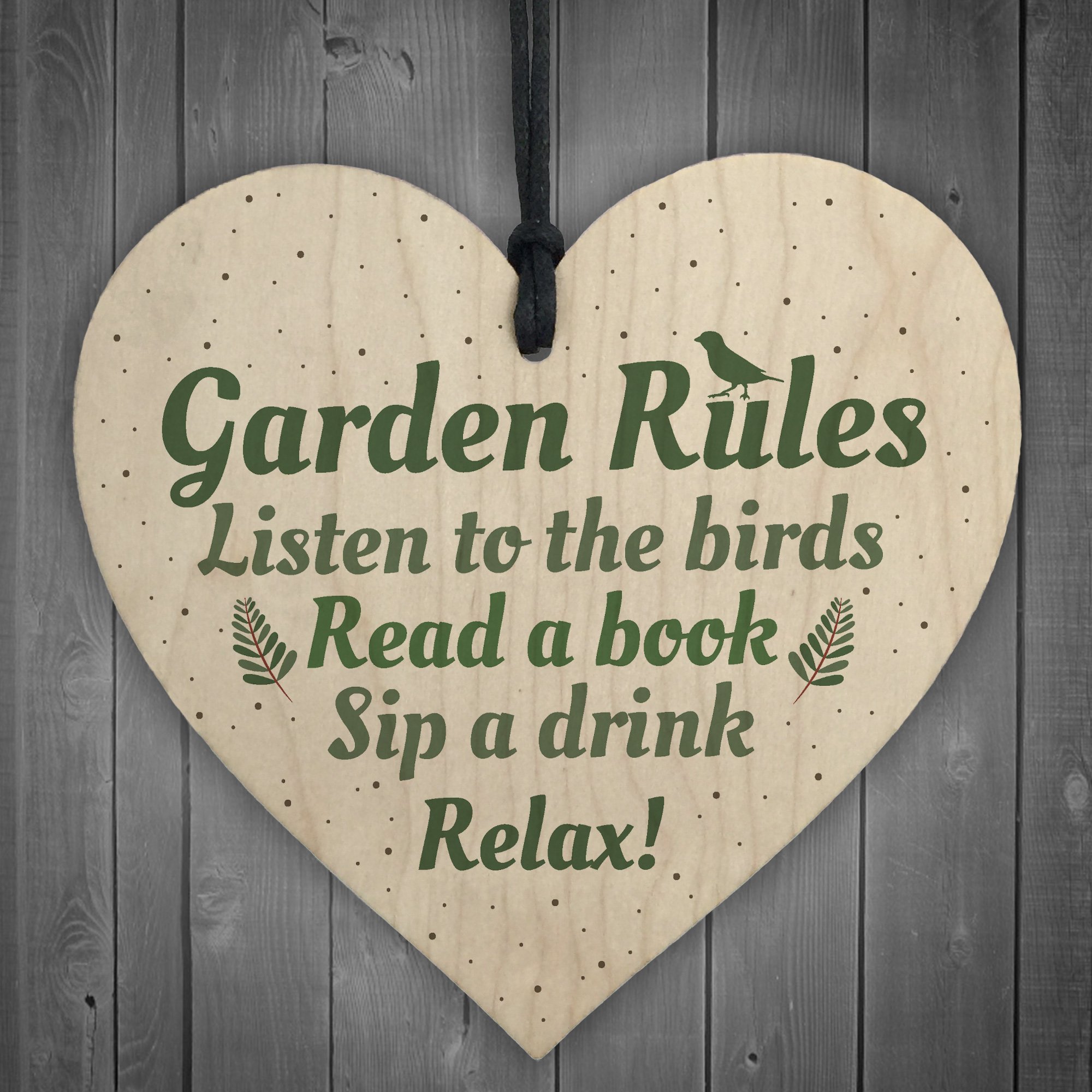 Red Ocean Garden Rules Wooden Hanging Heart Plaque Garden Shed Friendship Gift For Grandma Chic Sign