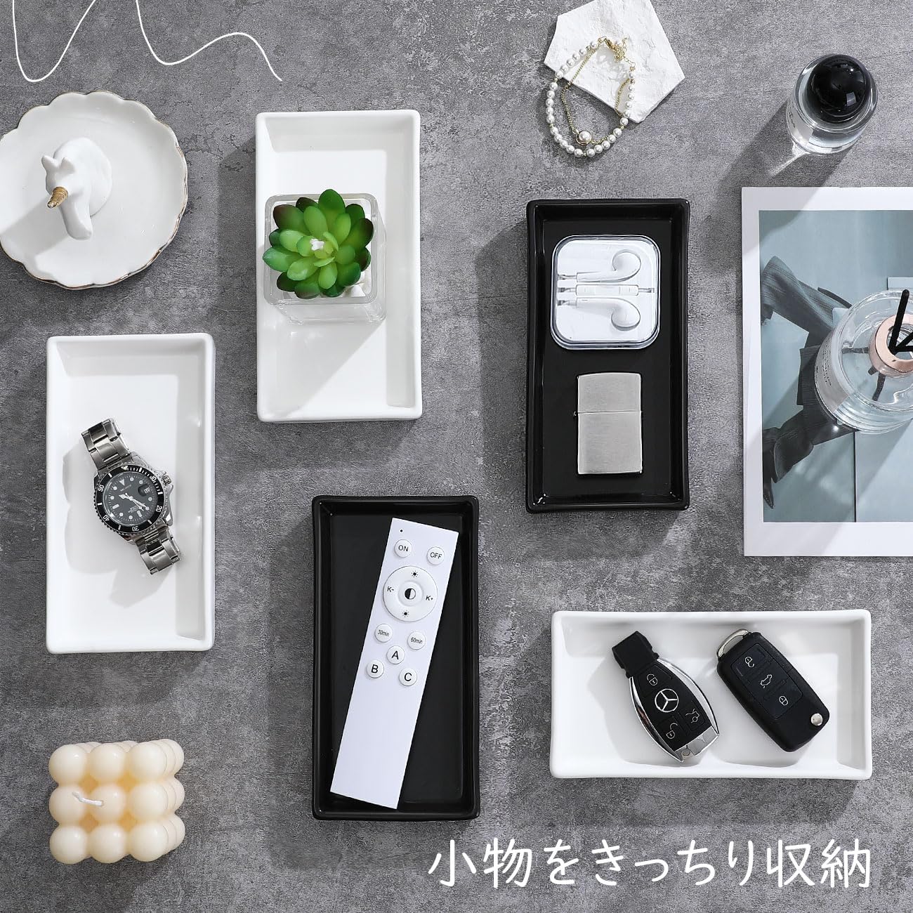 Amazon.co.jp: Luxspire ミニトレー 小物入れ アクセサリートレー