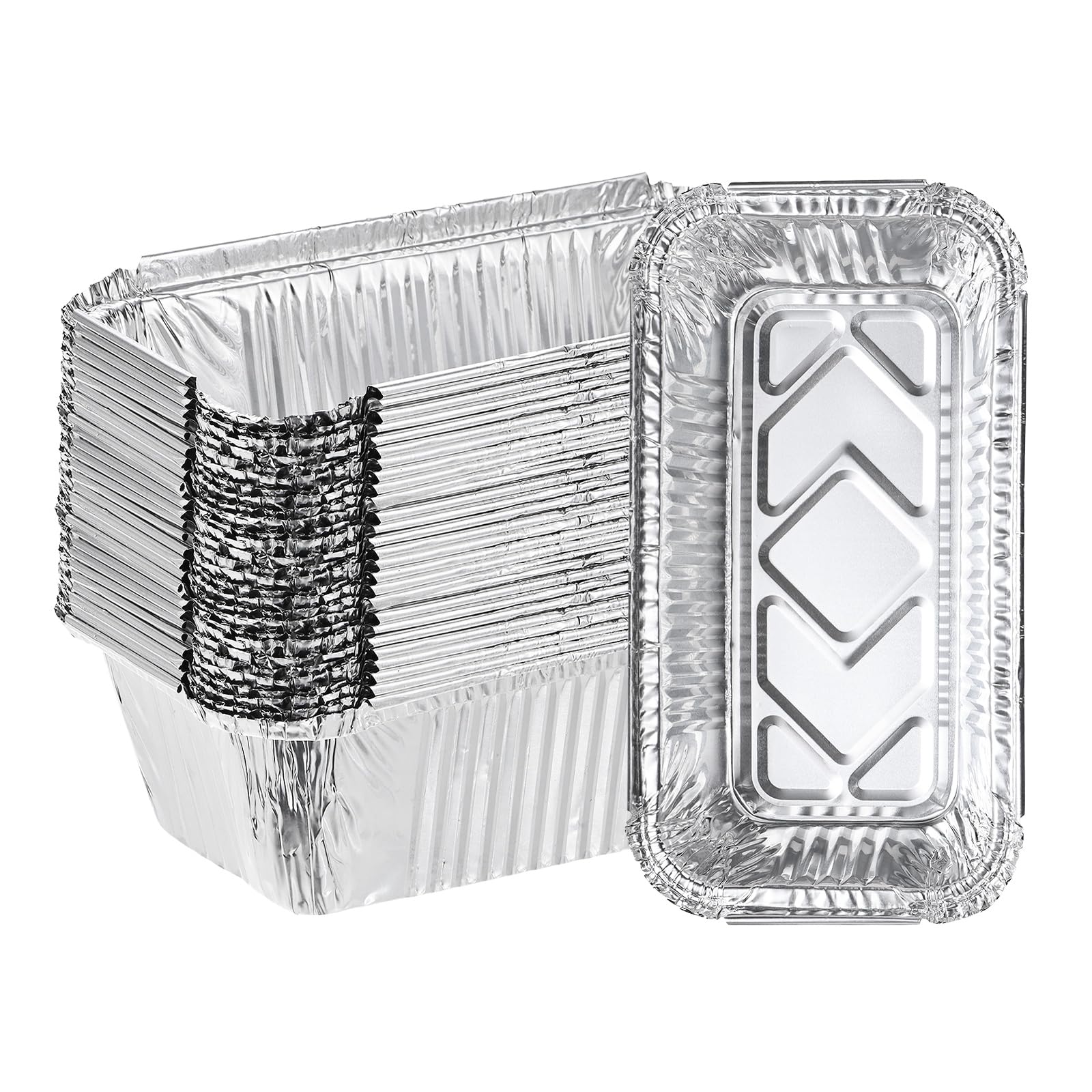 M METERXITY 30-Pack Grill Drip Pans, 6.9 x 3.8 x 2.2 Inch Disposable Aluminium Foil Grease Trays for Barbecues/BBQ Accessories/Outdoor Picnics, Grill Grease Pan Liners [Silver Tone]