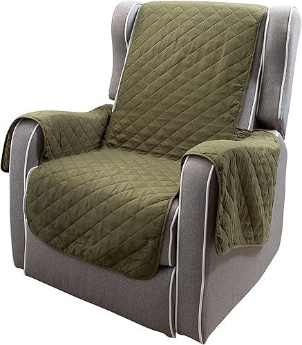 Home Details Funda protectora acolchada reversible para muebles, buena para pelo de perro, polvo y derrames, lavable a máquina, verde salvia