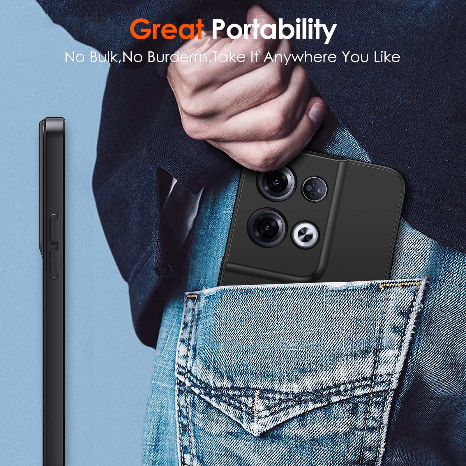 IVoler Cover Per Oppo Reno8 Lite / Reno 8 Lite 5G - Custodia Morbida In TPU Antiurto Grado Militare, Design Carbonio Antimpronta, Nero - 3