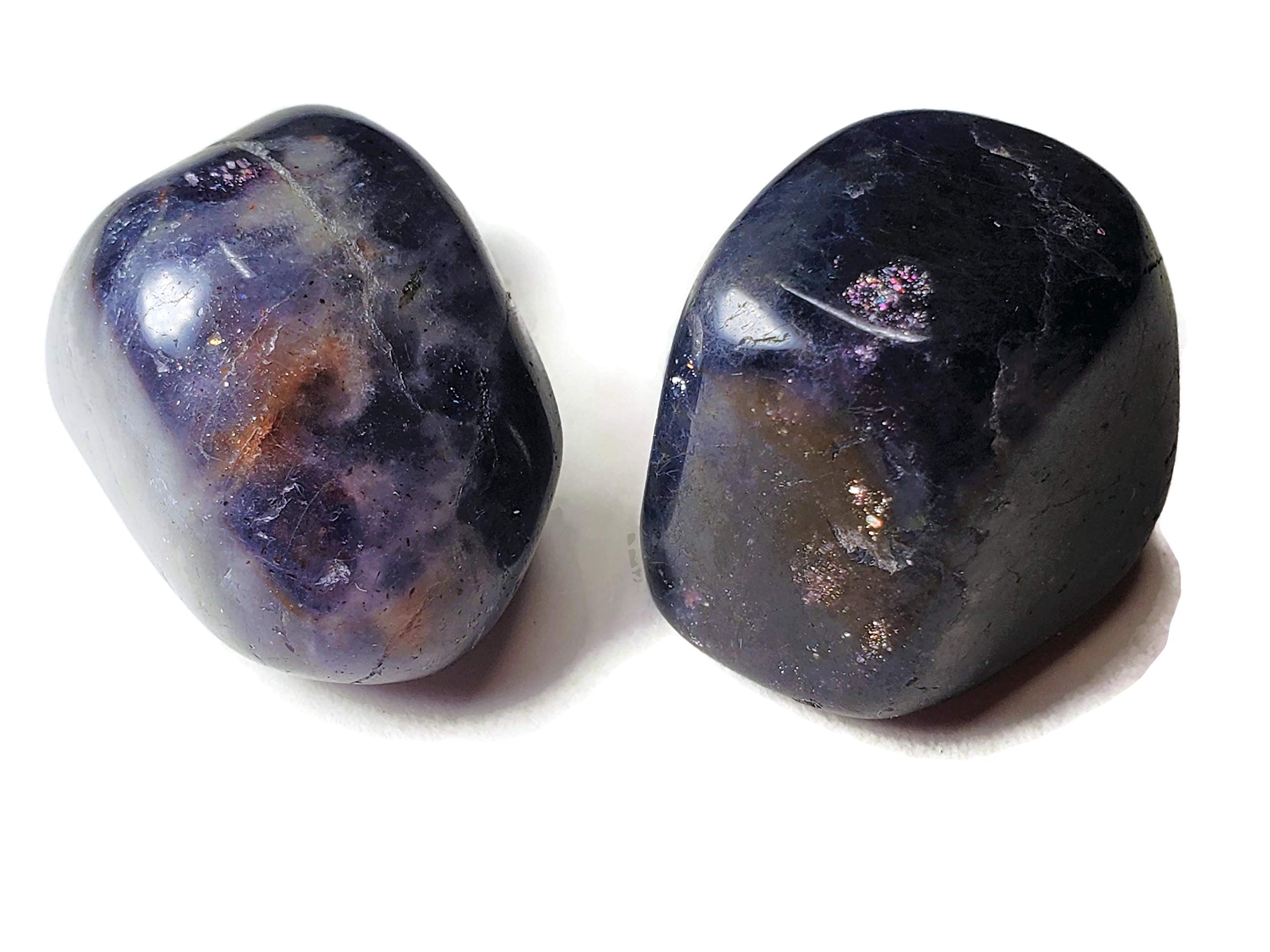 2pc Iolite With Sunstone Cordierite Medium Tumbled And Polished
