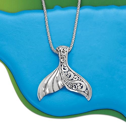 Miniatura 5 de Ross-Simons Collar con colgante de cola de ballena estilo Bali de plata de ley. 18 pulgadas, Plata esterlina