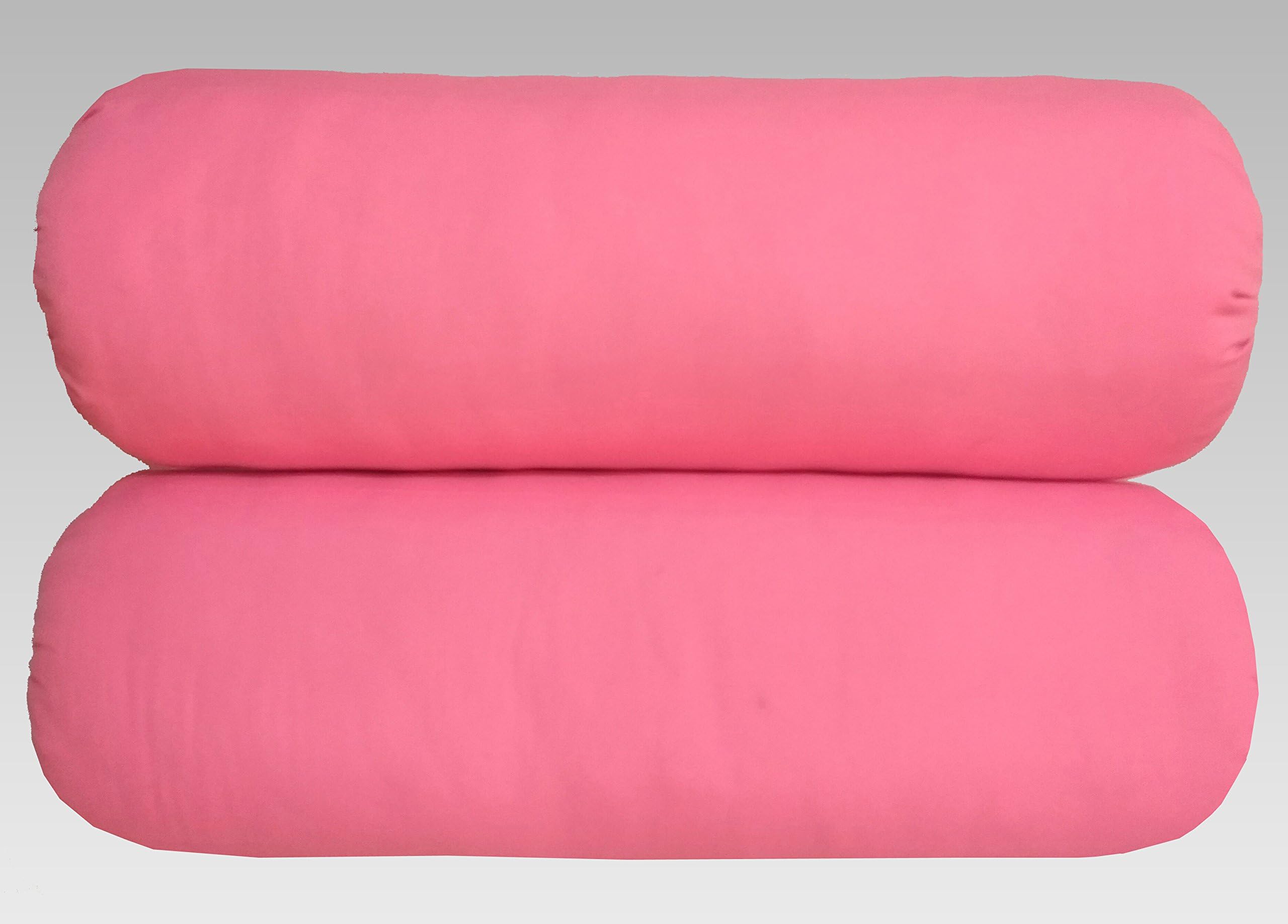 Touch Pillows Hotel Quality Polyester Fibre Round Hard Bolsters for Sofa, Bed and Living Room (Big, 09"x24", Pink) - Set of 2 Pcs