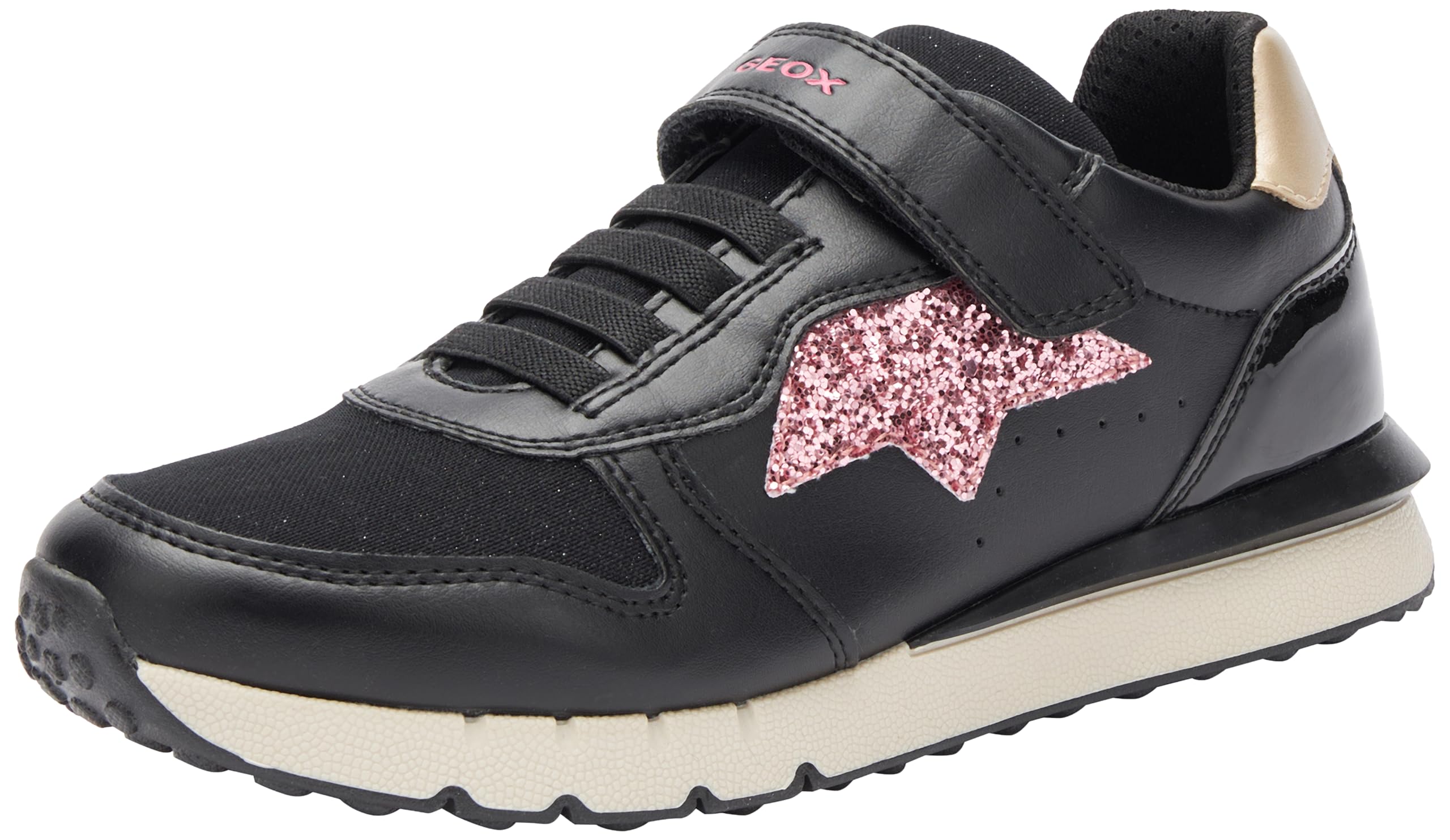 Geox Girls' J Fastics Girl C Trainers, Black Dk Pink., 2.5 UK